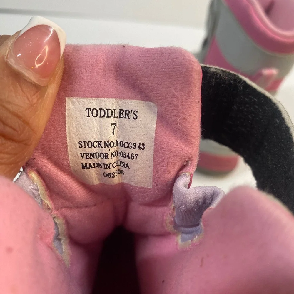 L.L.Bean‎ Snow Boots Toddler Girls Size 7 Silver Pink Hook Loop Insulated Winter